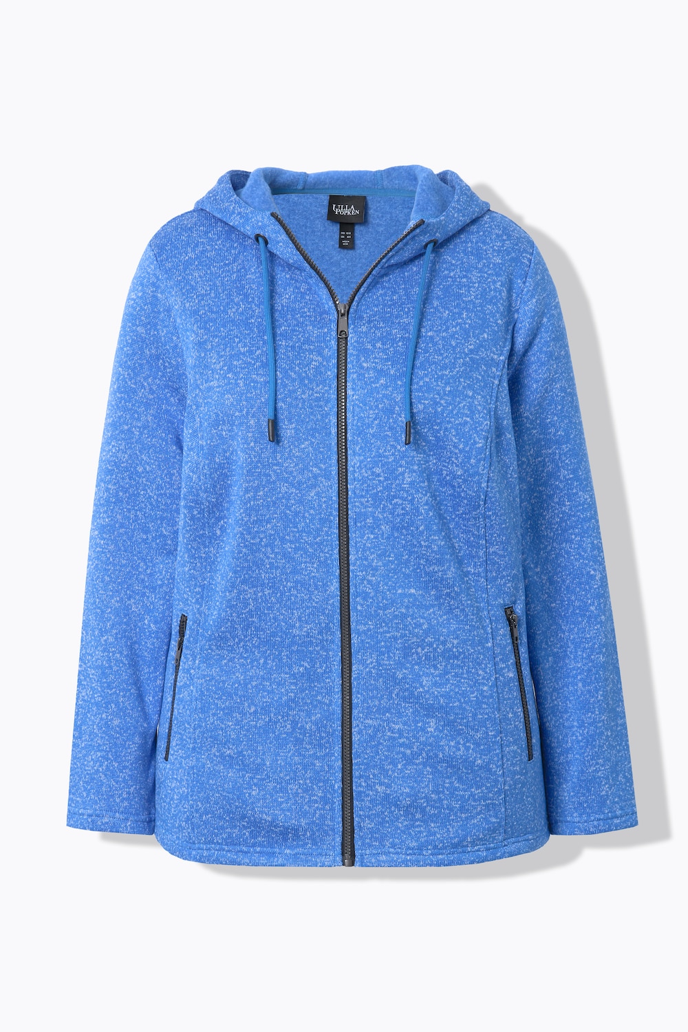 Stora storlekar Jacka i stickad fleece, Dam, blå, storlek: 62/64, Polyester, Ulla Popken