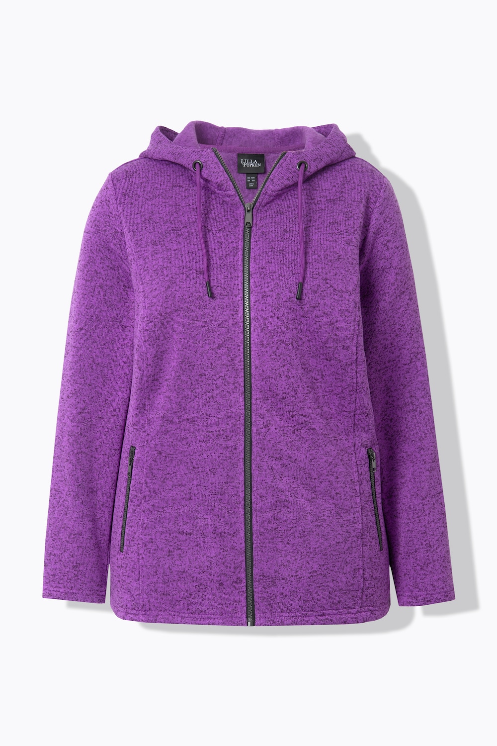 Stora storlekar Jacka i stickad fleece, Dam, lila, storlek: 50/52, Polyester, Ulla Popken