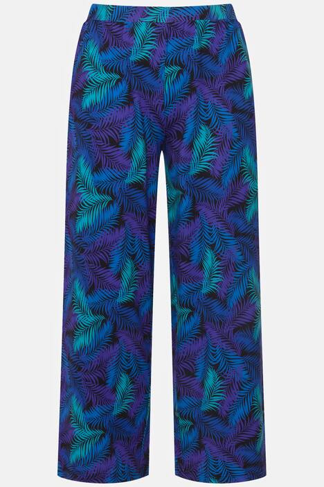 Matte Jersey Wide Leg Elastic Waist Pocket Crop Pants