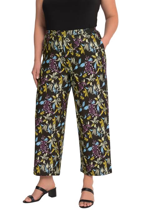 7/8 žerzejové kalhoty, exotický potisk, elastický pas, kapsy