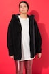 Veste en polaire bouclée, oversized, capuche, manches longues