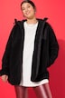 Veste en polaire bouclée, oversized, capuche, manches longues