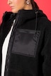 Veste en polaire bouclée, oversized, capuche, manches longues