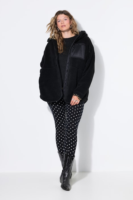 Veste en polaire bouclée, oversized, capuche, manches longues