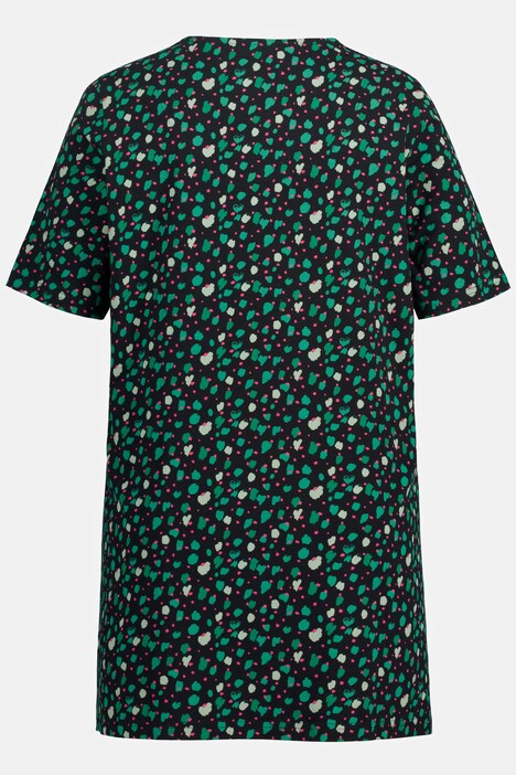 longline shirt, stippen, A-lijn, ronde hals, sierkoordjes, korte mouwen