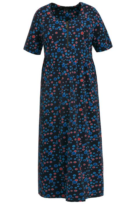 Šaty, puntíky, A střih, kulatý výstřih, krátké rukávy