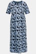 Jerseykleid, grafisches Muster, A-Linie, Rundhals, Halbarm