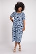 Jerseykleid, grafisches Muster, A-Linie, Rundhals, Halbarm