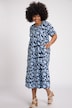 Jerseykleid, grafisches Muster, A-Linie, Rundhals, Halbarm