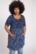 Two Print Round Neck A-line Fit Cotton Knit Tunic Dress