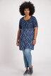 Two Print Round Neck A-line Fit Cotton Knit Tunic Dress