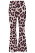 Kalhoty s rozšířenými nohavicemi, žebrovaný žerzej, leopardí potisk, elastický pas
