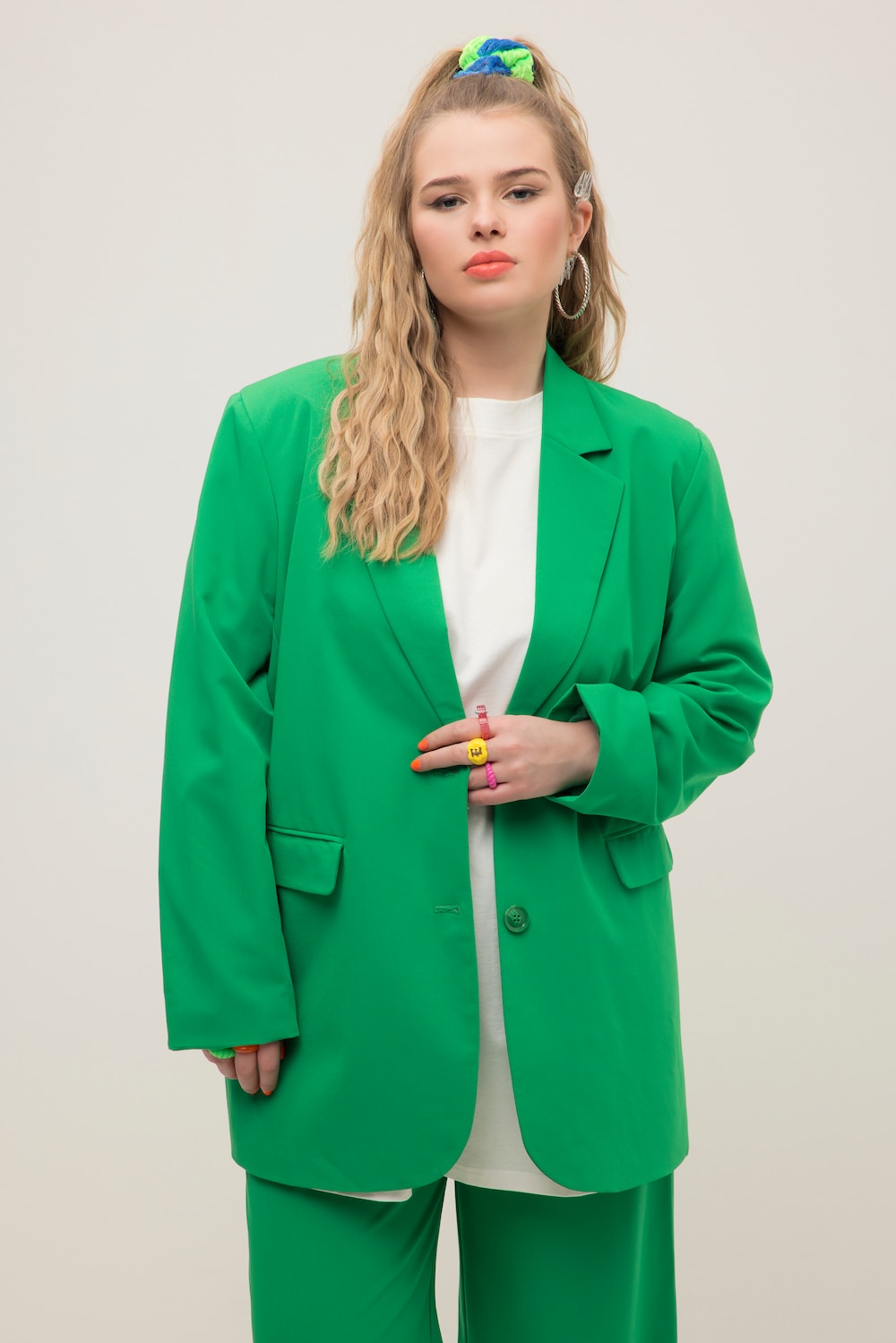 grandes tailles blazer oversized, femmes, vert, taille: 60/62, polyester/viscose, studio untold