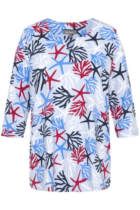 Tričko, korály, A střih, tunikový výstřih, 3/4 rukávy