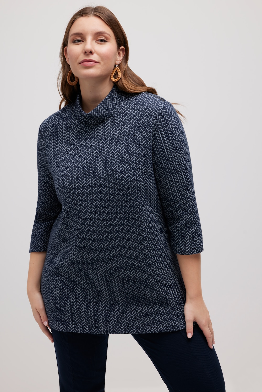 Grote Maten sweatshirt, Dames, blauw, Maat: 46/48, Katoen, Ulla Popken