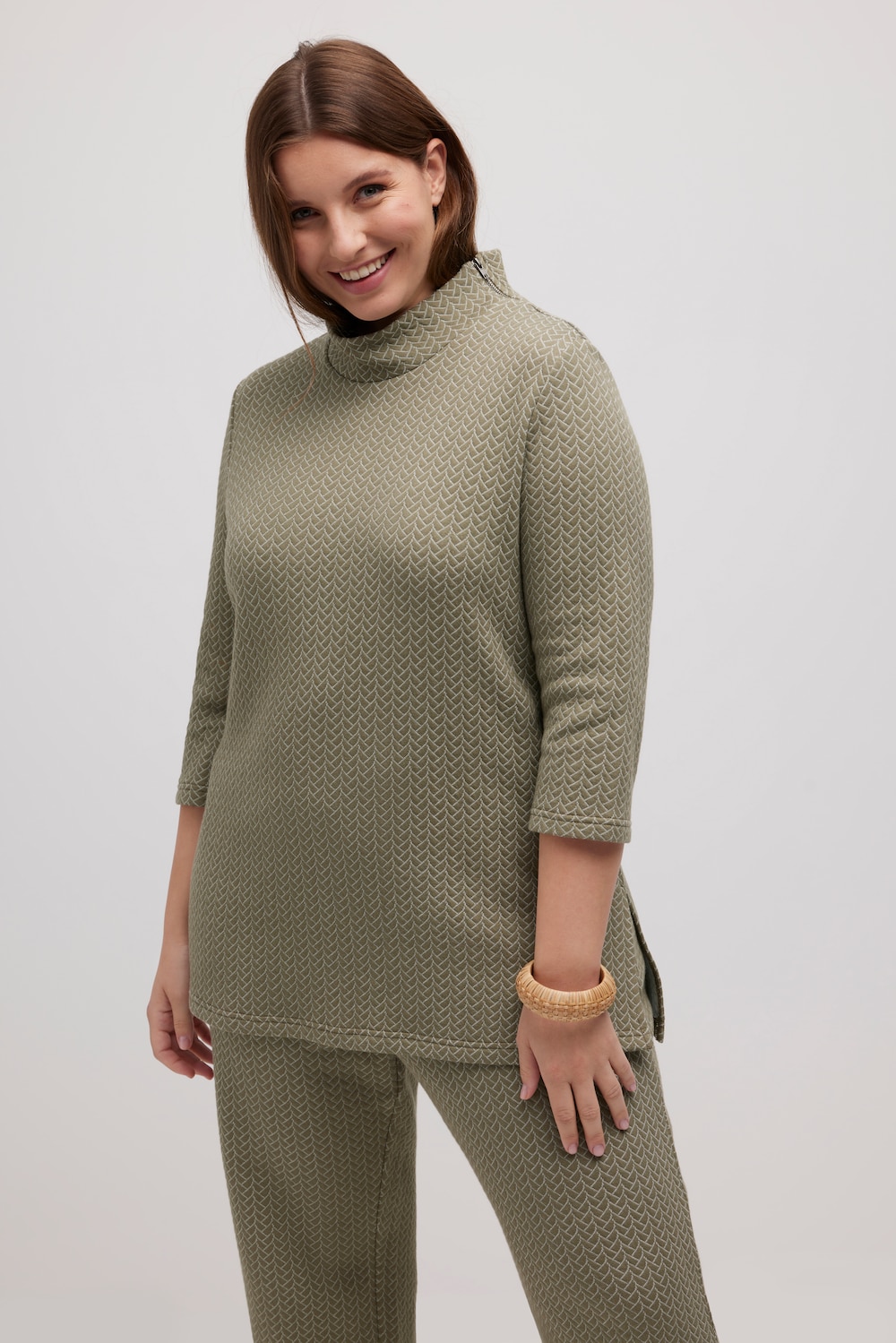 Grote Maten sweatshirt, Dames, groen, Maat: 54/56, Katoen, Ulla Popken