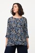 Bluse, gemustert, A-Linie, Rundhals, 3/4-Arm