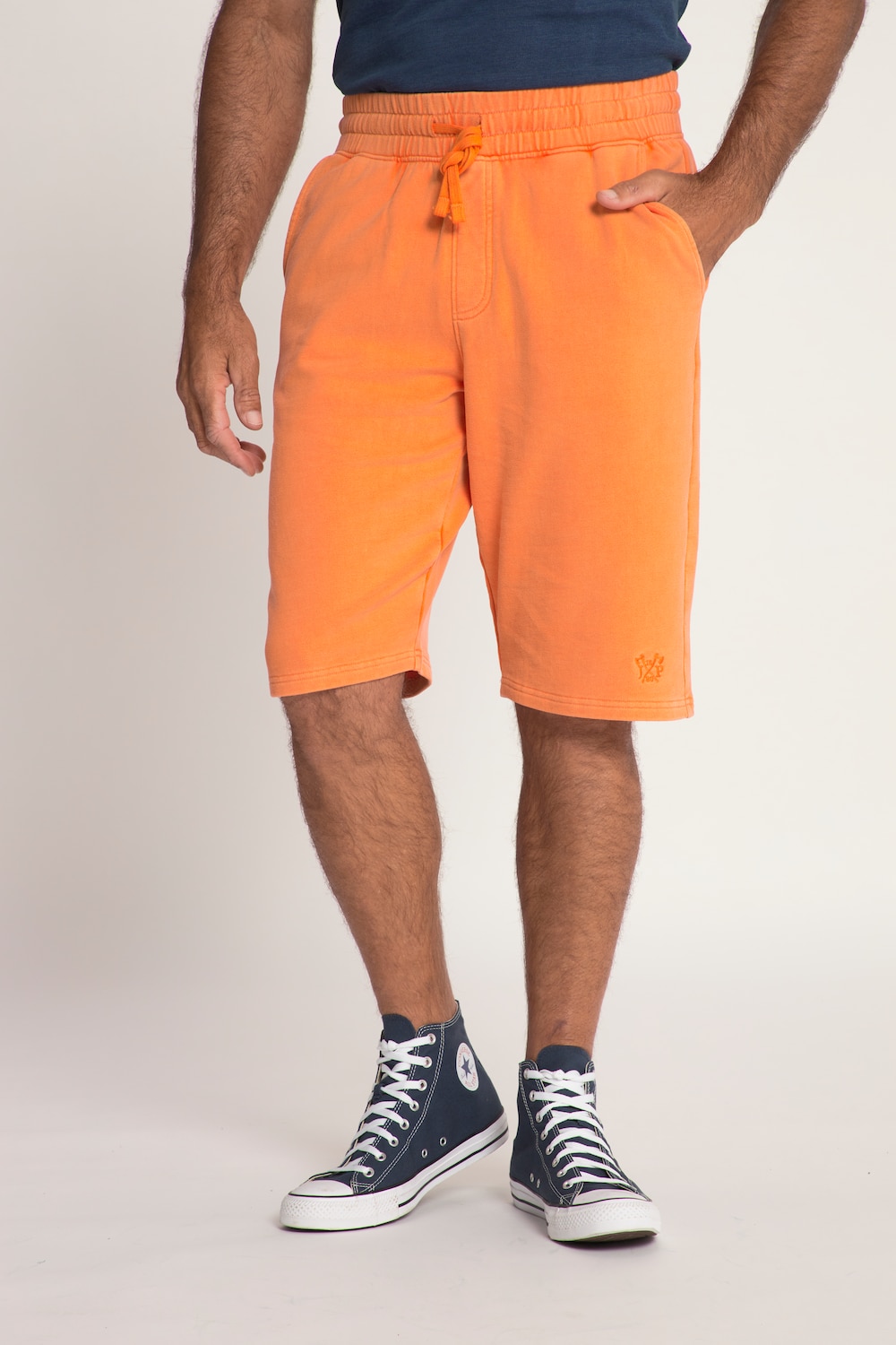 grandes tailles bermuda de jogging en molleton. taille élastique, hommes, orange, taille: 4xl, coton, jp1880