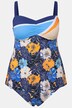 Artistic Floral Color Block Tankini Set