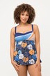 Artistic Floral Color Block Tankini Set