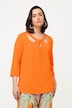 shirt, cut-outs, classic, ronde hals, 3/4-mouwen