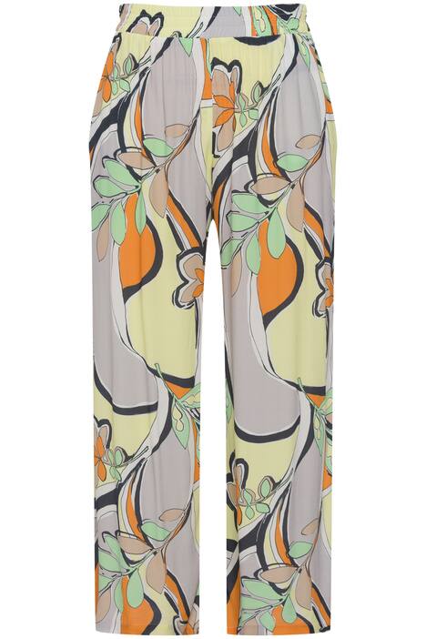 Kalhoty, grafický vzor, široké nohavice, elastický pas