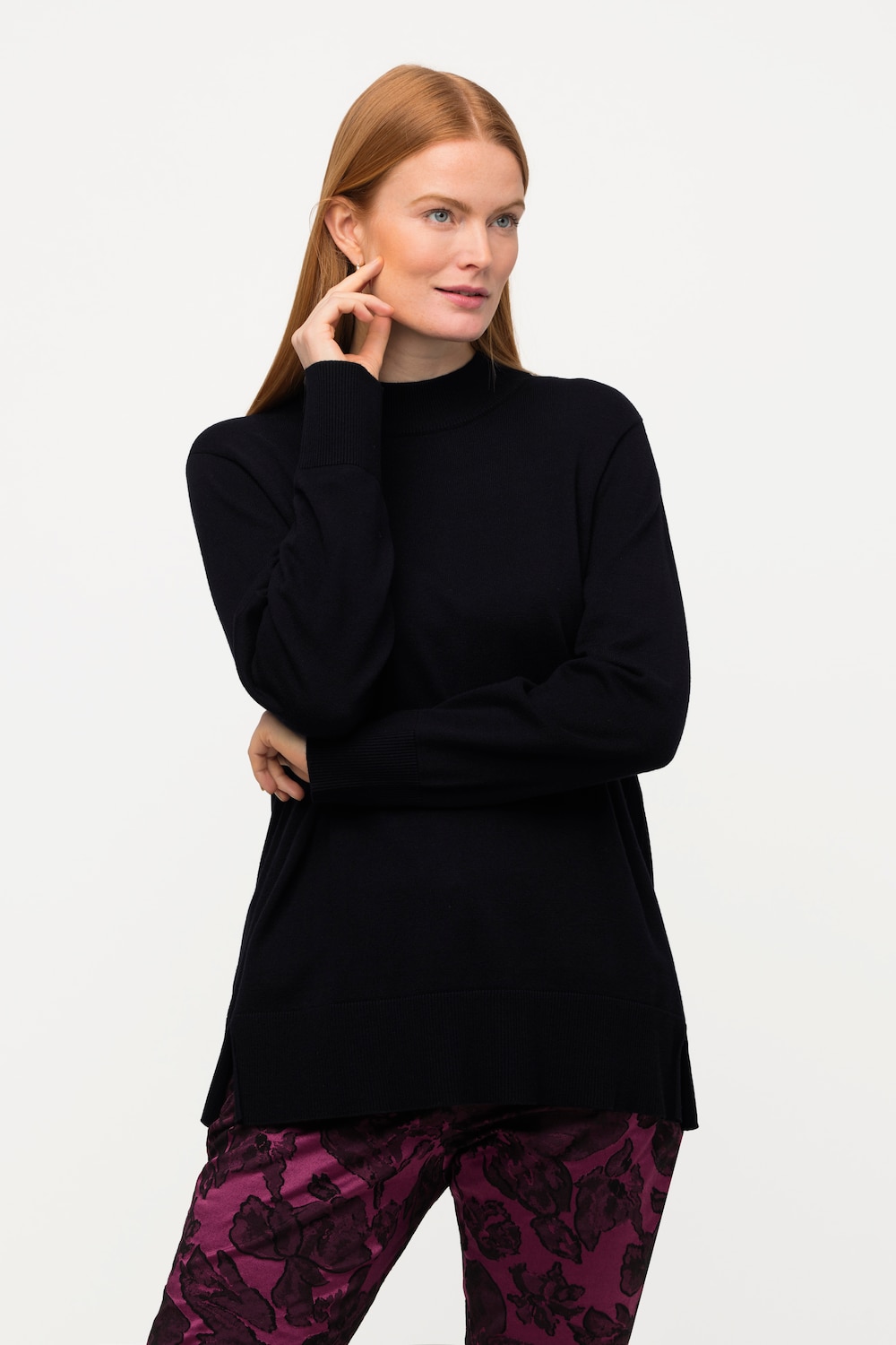 Grote Maten pullover, Dames, zwart, Maat: 50/52, Viscose/Synthetische vezels, Ulla Popken