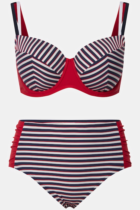 Nautical Striped Retro Colorblock Bikini with Underwire, Bikinis &  Tankinis