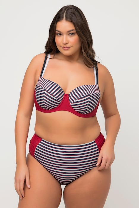Nautical Striped Retro Colorblock Bikini with Underwire