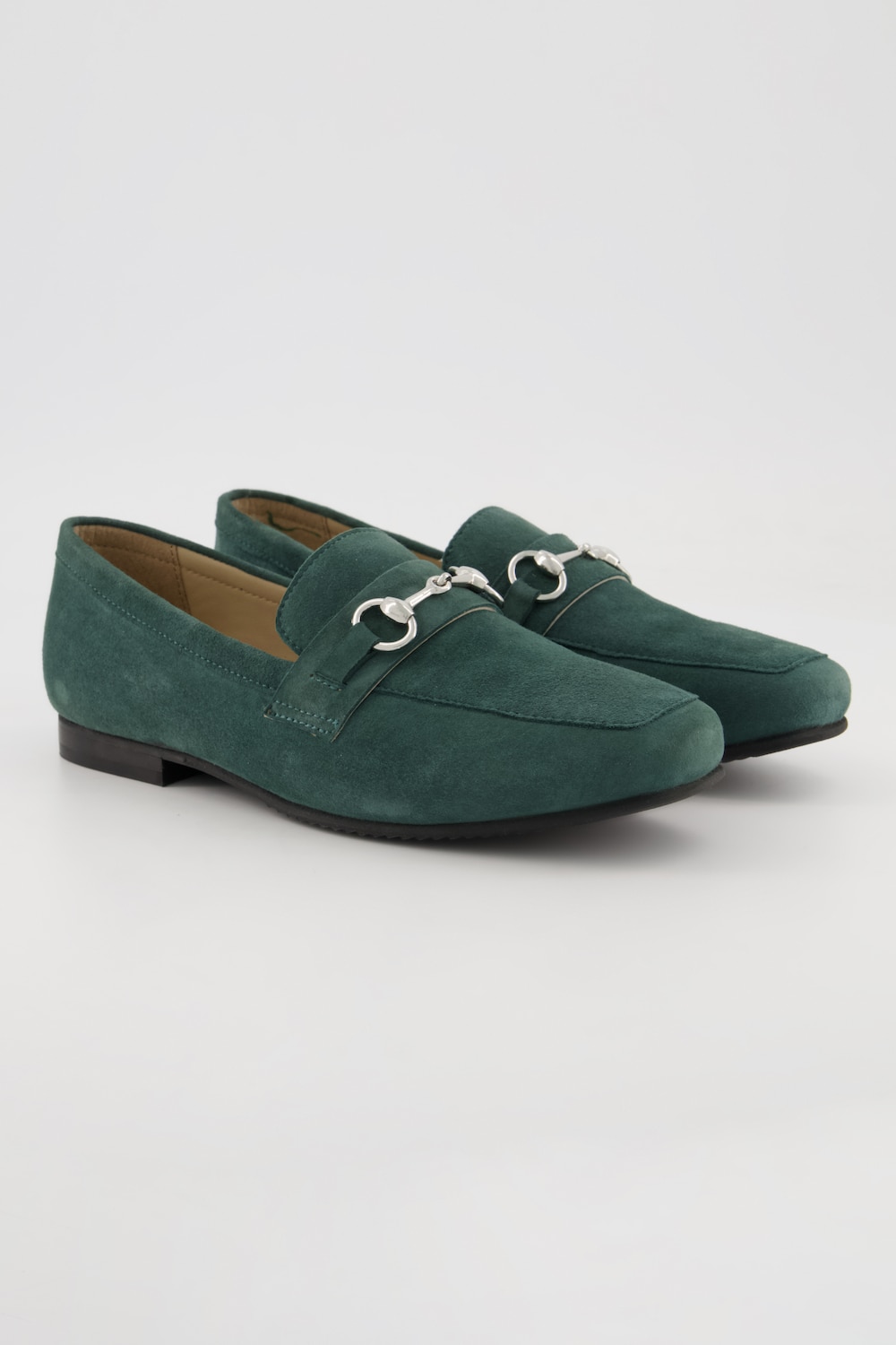 Grote Maten leren loafers, Dames, groen, Maat: 43, Leer, Ulla Popken