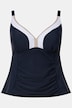 Tankini, pyntebånd, softcups, længere overdel, rynket