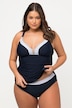 Tankini, pyntebånd, softcups, længere overdel, rynket