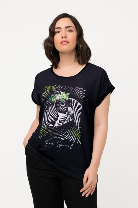 Zebra Graphic Tee with Lettering