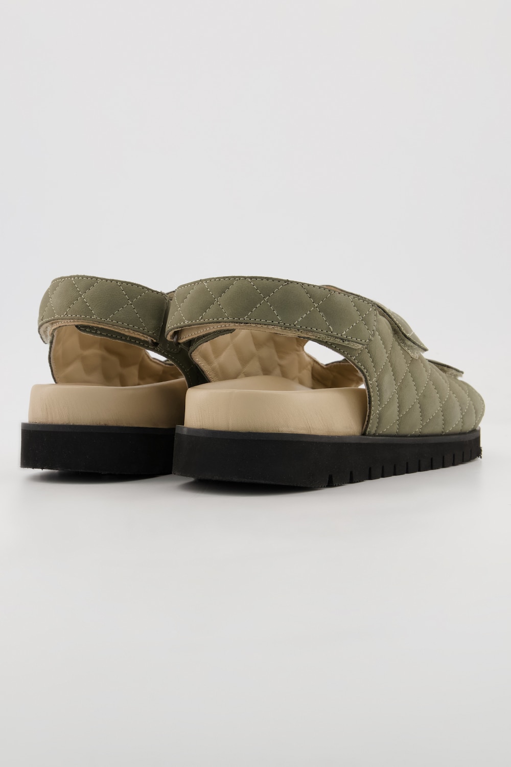 Stora storlekar Lädersandaler, Dam, grön, storlek: 40, Läder/Polyester, Ulla Popken