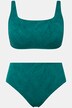 Bikini avec bonnets souples. Imprimé feuilles 3D. Bretelles ajustables.
