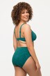 Bikini avec bonnets souples. Imprimé feuilles 3D. Bretelles ajustables.