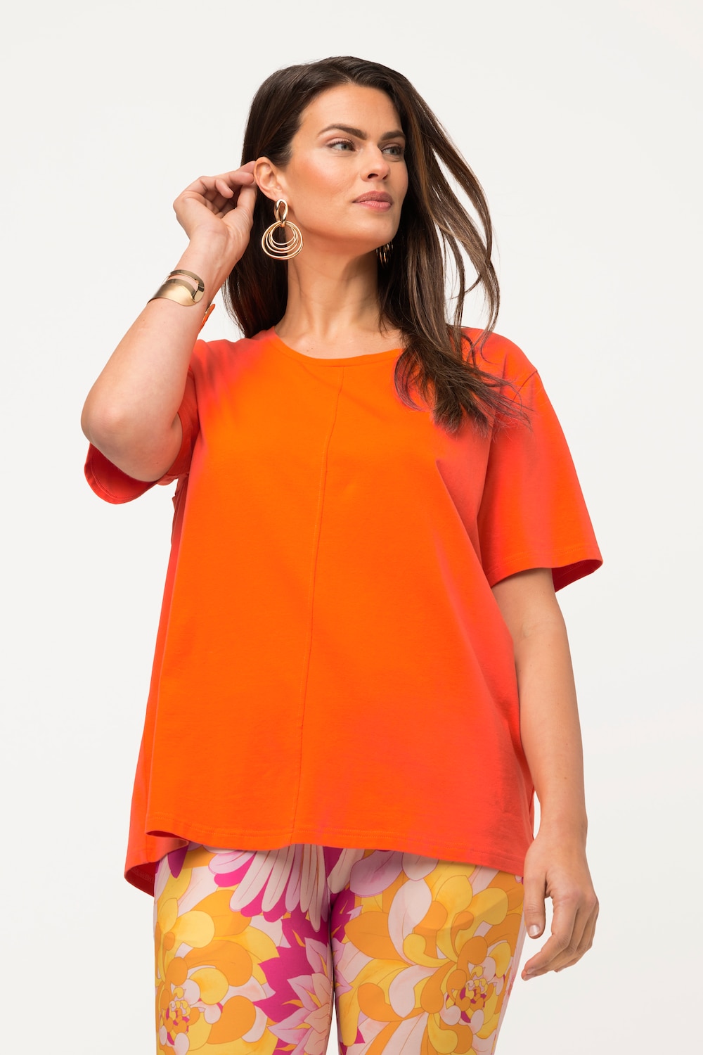 Grote Maten T-shirt, Dames, oranje, Maat: 42/44, Katoen, Ulla Popken