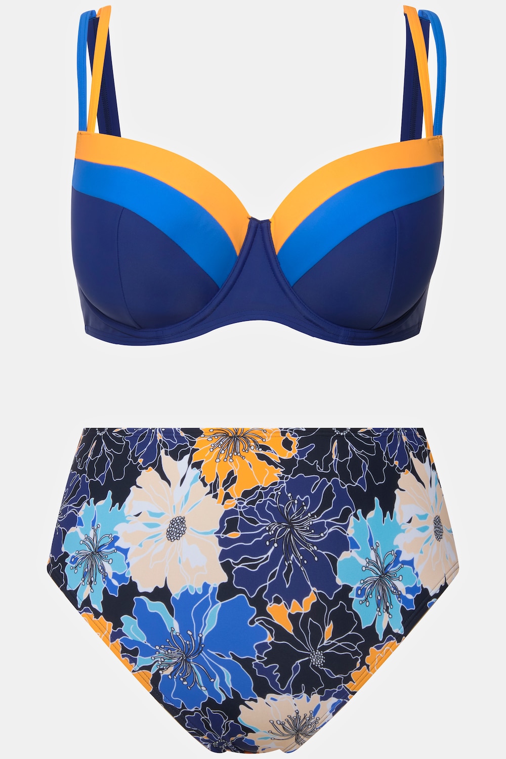 Stora storlekar Bikini, Dam, blå, storlek: 56, Syntetfibrer/Elastan, Ulla Popken