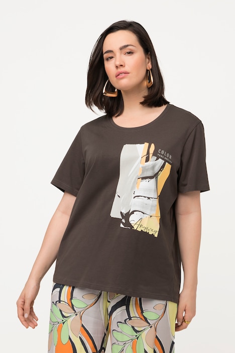 T-shirt femme mélange en coton imprimé étoiles col rond manches