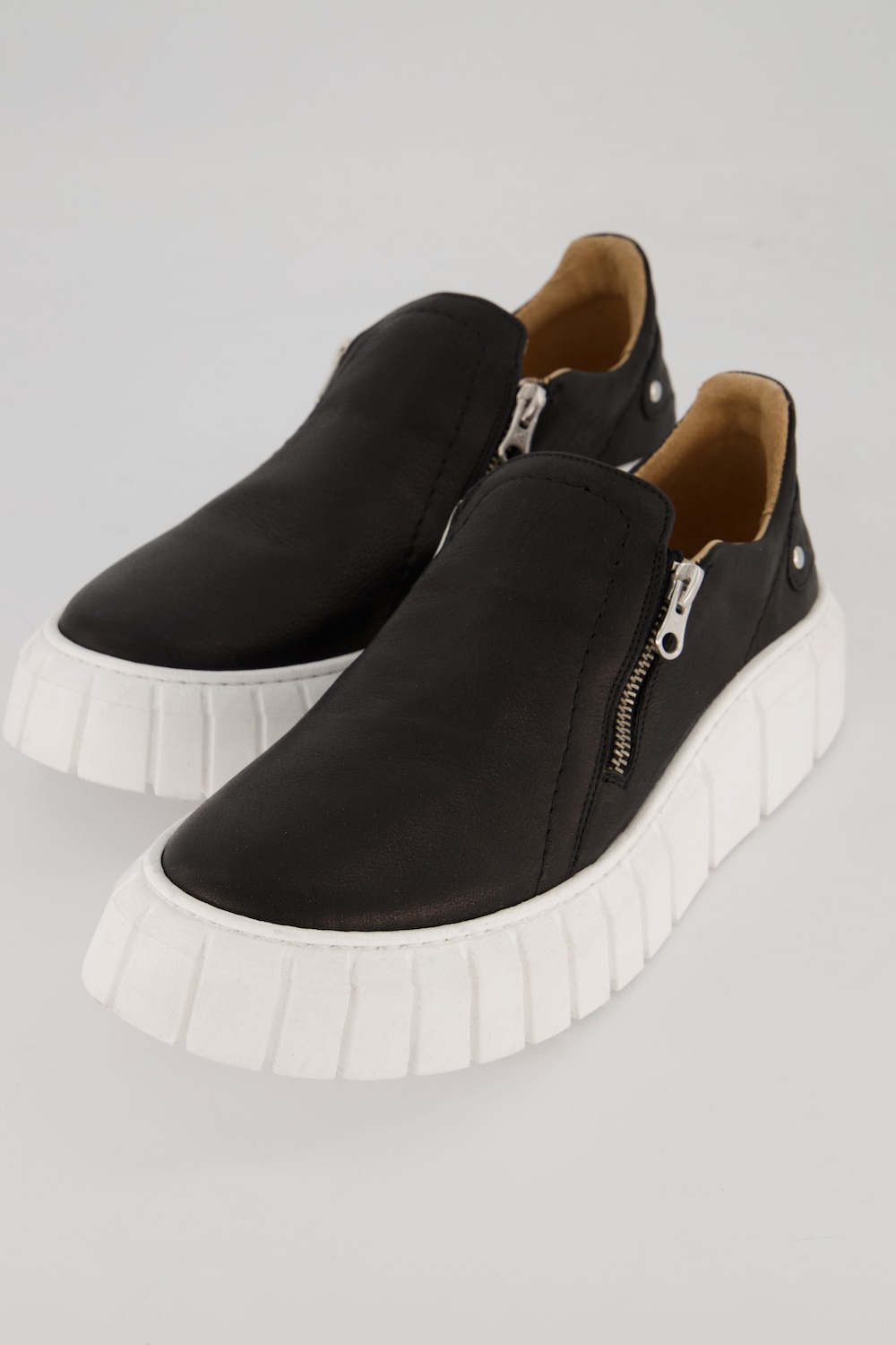 Leder-Slip-Ons, Damen, schwarz, Größe: 40, Leder/Sonstige, Ulla Popken