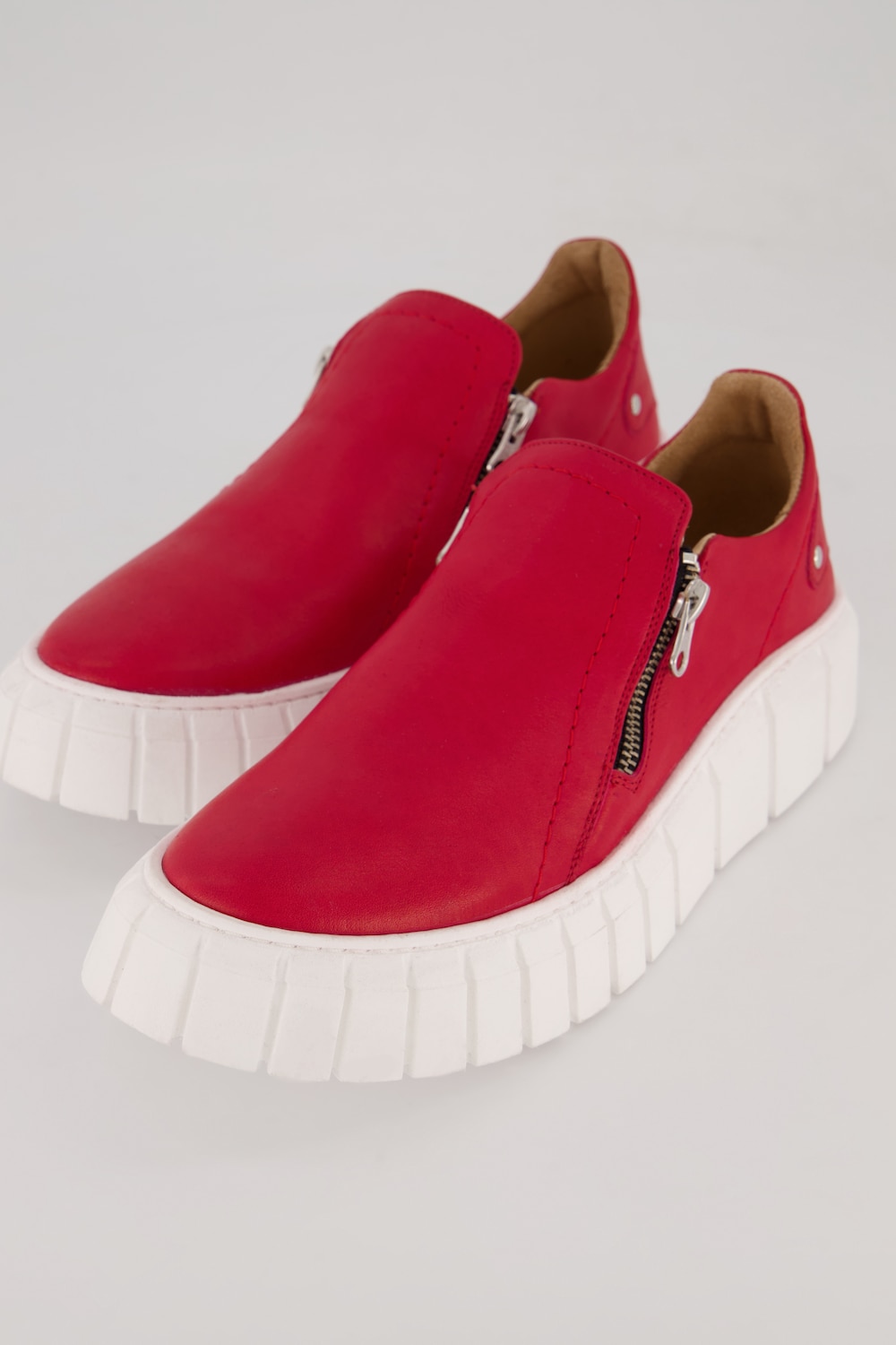 Leder-Slip-Ons, Damen, rot, Größe: 41, Leder/Sonstige, Ulla Popken