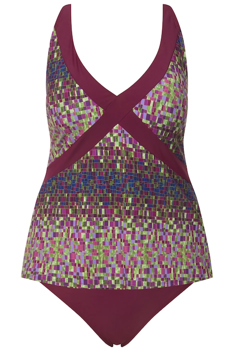 Tankiny, pixelový vzor, měkké košíčky, ozdobné stuhy