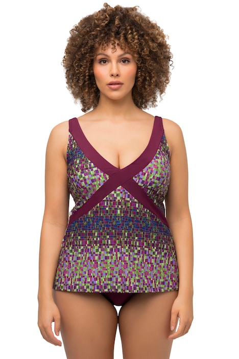 Tankiny, pixelový vzor, měkké košíčky, ozdobné stuhy