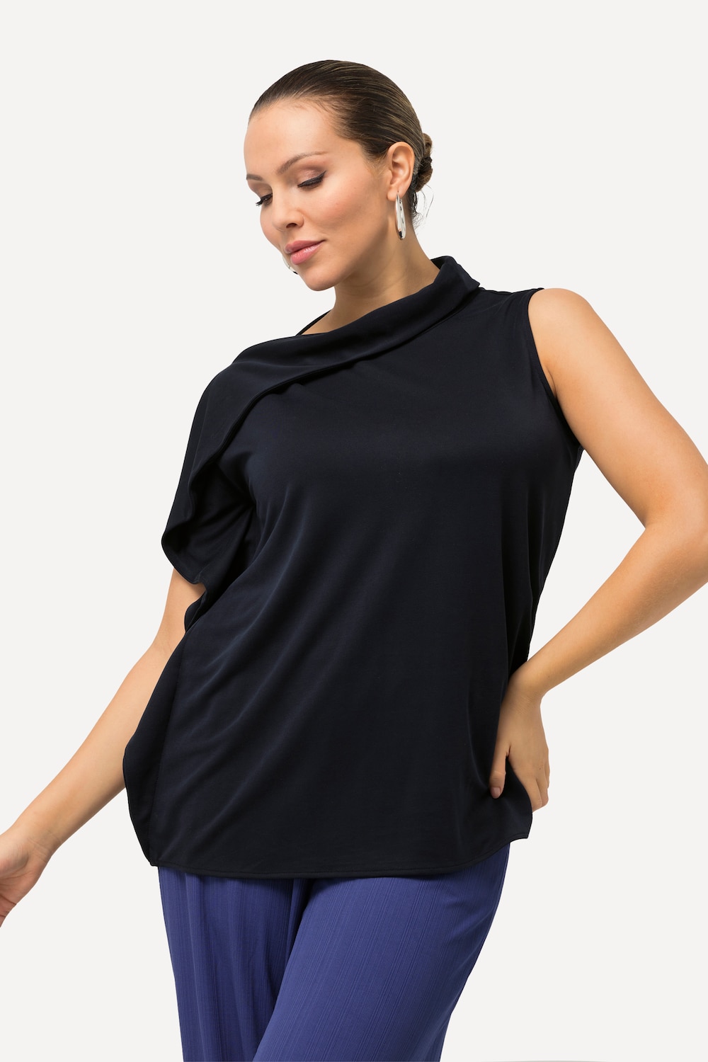 Grote Maten top, Dames, blauw, Maat: 62/64, Synthetische vezels/Polyester, Ulla Popken