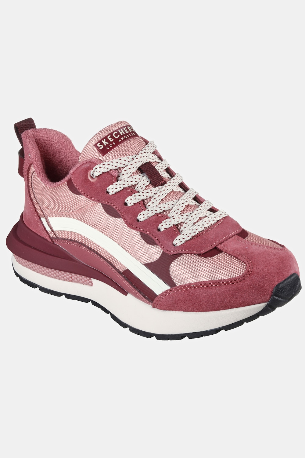 Grote Maten Skechers leren sneakers, Dames, roze, Maat: 39, Leer/Polyester, Ulla Popken