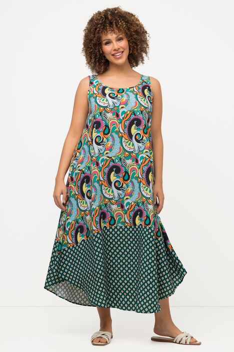 Robe Midi Sans Manches Motif Noël - Polyester/élasthanne, Coupe Ample, Pour été Ou Layering