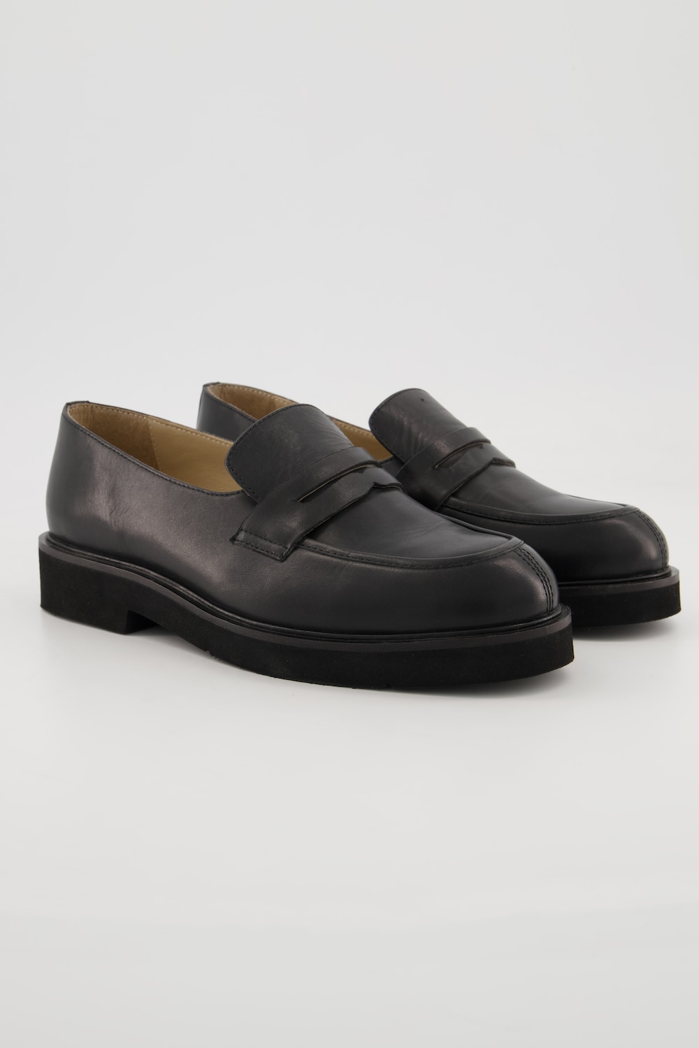 Grote Maten leren loafers, Dames, zwart, Maat: 38, Leer, Ulla Popken