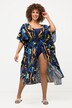 Leaves Print Open Form Sheer Caftan Jacket