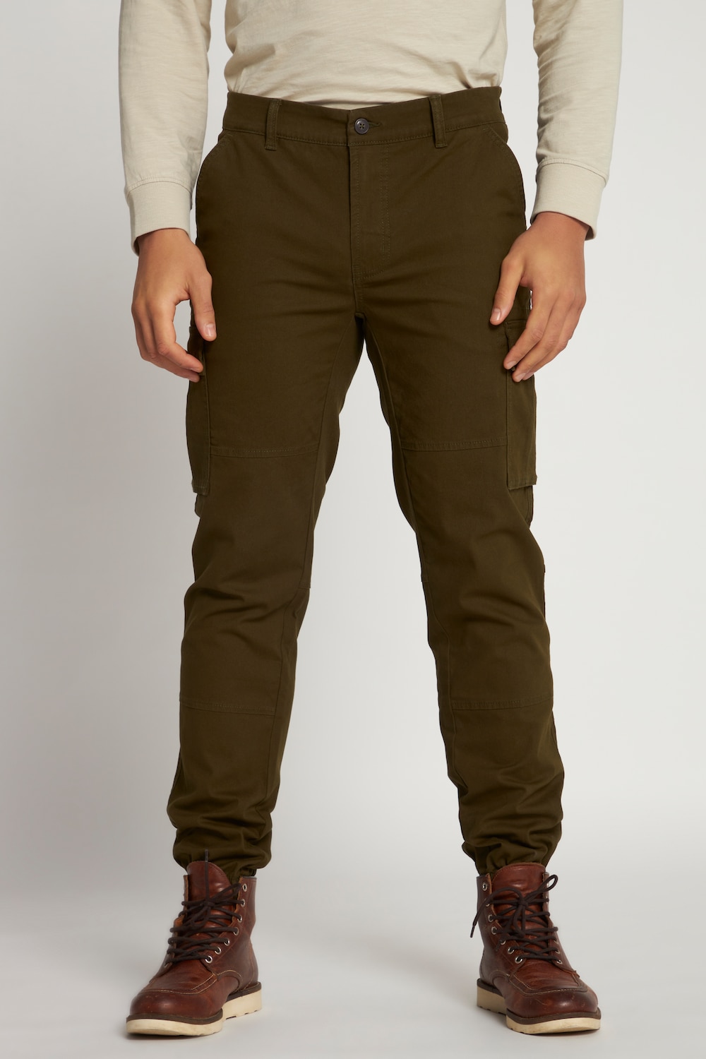 grandes tailles pantalon cargo spécial ventre fort, hommes, marron, taille: 58, coton, jp1880