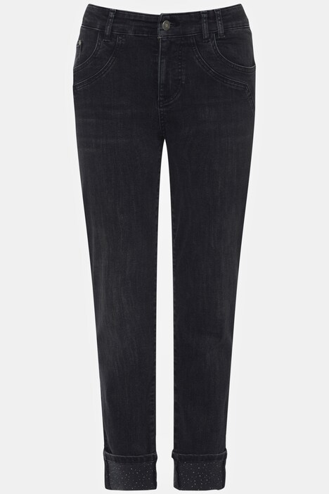 Jeans Julia, 5-Pocket-Form, Ziersteine, Saum-Umschlag